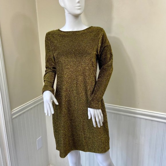 MICHAEL Michael Kors Metallic Cowl Back Gold Sheath Dress, M - Picture 2 of 16